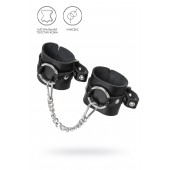 Черные наручники из толстой натуральной кожи с люверсами - Pecado - купить с доставкой в Балаково