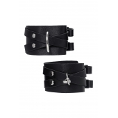 Черные кожаные оковы с двумя перекрёстными ремешками - Pecado - купить с доставкой в Балаково