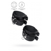 Черные кожаные оковы с двумя перекрёстными ремешками - Pecado - купить с доставкой в Балаково