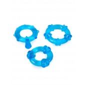 Набор из 3 синих эрекционных колец с различным рельефом - Erowoman-Eroman - в Балаково купить с доставкой