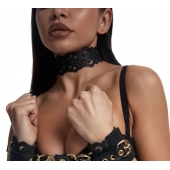 Черный ажурный чокер с золотистой фурнитурой - Crazy Handmade - купить с доставкой в Балаково