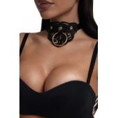 Черный чокер с клепками и золотистой фурнитурой - Crazy Handmade - купить с доставкой в Балаково