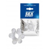Прозрачное эрекционное кольцо с 6 стимулирующими шариками - Sex Expert - в Балаково купить с доставкой