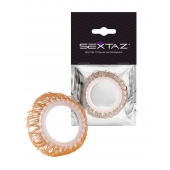 Эрекционное кольцо с бежевыми «ресничками» - Sextaz - в Балаково купить с доставкой