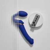 Синий безремневой страпон Multi Orgasm Bendable Strap-On size XL с клиторальной стимуляцией - Strap-on-me - купить с доставкой в Балаково