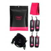 Черно-розовый эротический набор: фиксатор, оковы, наручники, повязка - Erokay - купить с доставкой в Балаково