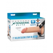 Телесный пустотелый фаллопротез 5’’ Hollow Silicone Strap-On - 14 см. - Pipedream - купить с доставкой в Балаково