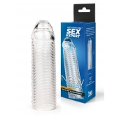 Прозрачная закрытая насадка на пенис с ребрышками - 16 см. - Sex Expert - в Балаково купить с доставкой