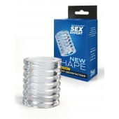 Прозрачная сквозная насадка на пенис с ребрышками - Sex Expert - в Балаково купить с доставкой