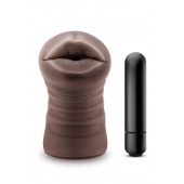 Коричневый мастурбатор-ротик Krystal Vibrating Masturbator - Blush Novelties - в Балаково купить с доставкой
