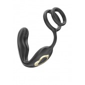 Черная анальная пробка с вращением и эрекционными кольцами - Ibiza - в Балаково купить с доставкой