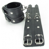 Черные кожаные оковы с двумя пряжками - БДСМ Арсенал - купить с доставкой в Балаково