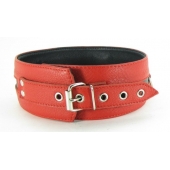 Черно-красный кожаный ошейник увеличенного размера - БДСМ Арсенал - купить с доставкой в Балаково