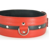 Черно-красный кожаный ошейник увеличенного размера - БДСМ Арсенал - купить с доставкой в Балаково