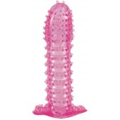 Гелевая розовая насадка с шипами - 12 см. - Toyfa Basic - в Балаково купить с доставкой