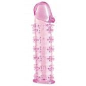 Гелевая розовая насадка на фаллос с шипами - 12 см. - Toyfa Basic - в Балаково купить с доставкой