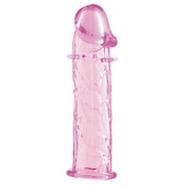 Гладкая розовая насадка с усиками под головкой - 12,5 см. - Toyfa Basic - в Балаково купить с доставкой