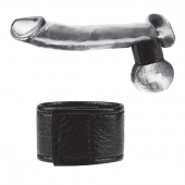 Чёрная утяжка на мошонку 1  Velcro Ball Stretcher - BlueLine - купить с доставкой в Балаково