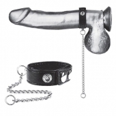 Утяжка на пенис с поводком Snap Cock Ring With 12  Leash - BlueLine - купить с доставкой в Балаково