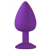 Большая фиолетовая анальная пробка Emotions Cutie Large с голубым кристаллом - 10 см. - Lola Games - купить с доставкой в Балаково