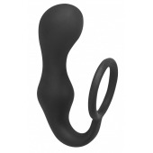 Чёрное эрекционное кольцо с анальной пробкой Double Pleasure Anal Plug - Lola Games - в Балаково купить с доставкой