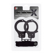 Чёрные наручники из листового металла в комплекте с веревкой BONDX METAL CUFFS LOVE ROPE SET - Dream Toys - купить с доставкой в Балаково