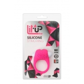 Розовое эрекционное кольцо с щеточкой LIT-UP SILICONE STIMU RING 5 - Dream Toys - в Балаково купить с доставкой