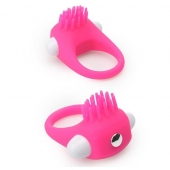 Розовое эрекционное кольцо с щеточкой LIT-UP SILICONE STIMU RING 5 - Dream Toys - в Балаково купить с доставкой