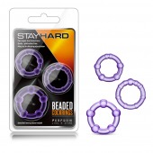 Набор из 3 фиолетовых эрекционных колец Stay Hard Beaded Cockrings - Blush Novelties - в Балаково купить с доставкой