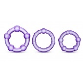 Набор из 3 фиолетовых эрекционных колец Stay Hard Beaded Cockrings - Blush Novelties - в Балаково купить с доставкой