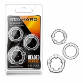 Набор из 3 прозрачных эрекционных колец Stay Hard Beaded Cockrings - Blush Novelties - в Балаково купить с доставкой