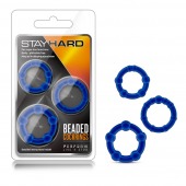 Набор из 3 синих эрекционных колец Stay Hard Beaded Cockrings - Blush Novelties - в Балаково купить с доставкой