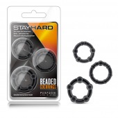 Набор из 3 чёрных эрекционных колец Stay Hard Beaded Cockrings - Blush Novelties - в Балаково купить с доставкой