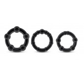 Набор из 3 чёрных эрекционных колец Stay Hard Beaded Cockrings - Blush Novelties - в Балаково купить с доставкой