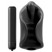 Чёрный мастурбатор Vibrating Silicone Stimulator с вибрацией - Pipedream - в Балаково купить с доставкой