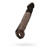 Чёрная насадка на пенис Tс подхватом - 19,5 см. - ToyFa - в Балаково купить с доставкой