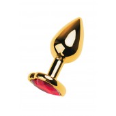 Золотистая анальная пробка с кристаллом-сердцем - 7,5 см. - ToyFa - купить с доставкой в Балаково