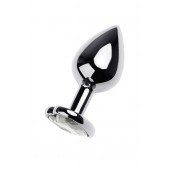 Серебристая анальная пробка с прозрачным кристаллом-сердцем - 8 см. - ToyFa - купить с доставкой в Балаково