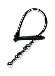 Серебристый уретральный плаг-бусины TOYFA Metal с мягким фиксириющим кольцом - ToyFa - купить с доставкой в Балаково