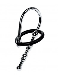 Серебристый уретральный плаг-бусины TOYFA Metal с мягким фиксириющим кольцом - ToyFa - купить с доставкой в Балаково