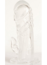 Прозрачная гелевая насадка с клиторальным отростком - 13 см. - Toyfa Basic - в Балаково купить с доставкой