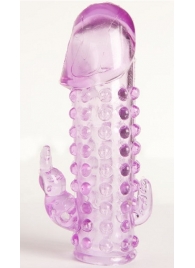 Закрытая фиолетовая насадка с 2 отростками - 13 см. - Toyfa Basic - в Балаково купить с доставкой