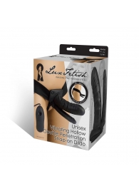 Полый страпон с двумя отростками и вибрацией Unisex Vibrating Hollow Strap-On Double Penetrating Dildo - 17,8 см. - Lux Fetish - купить с доставкой в Балаково