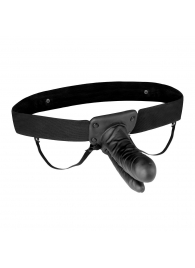 Полый страпон с двумя отростками и вибрацией Unisex Vibrating Hollow Strap-On Double Penetrating Dildo - 17,8 см. - Lux Fetish - купить с доставкой в Балаково
