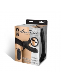 Чёрный полый страпон с вибрацией Unisex Vibrating Hollow Strap-On - 14 см. - Lux Fetish - купить с доставкой в Балаково