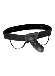 Чёрный полый страпон с вибрацией Unisex Vibrating Hollow Strap-On - 14 см. - Lux Fetish - купить с доставкой в Балаково