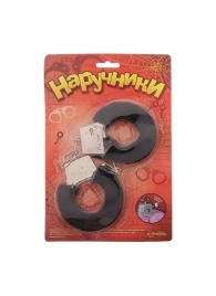 Металлические наручники с черной плюшевой отделкой - Сима-Ленд - купить с доставкой в Балаково