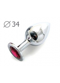 Коническая серебристая анальная втулка с малиновым кристаллом - 8,2 см. - Anal Jewelry Plug - купить с доставкой в Балаково