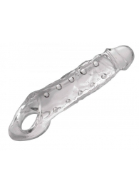 Прозразная закрытая насадка на пенис с поддержкой мошонки Clearly Ample Penis Enhancer - 22 см. - XR Brands - в Балаково купить с доставкой