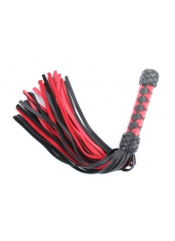 Черно-красная клеть с плетеной ручкой с ромбовидным узором - 45 см. - БДСМ Арсенал - купить с доставкой в Балаково